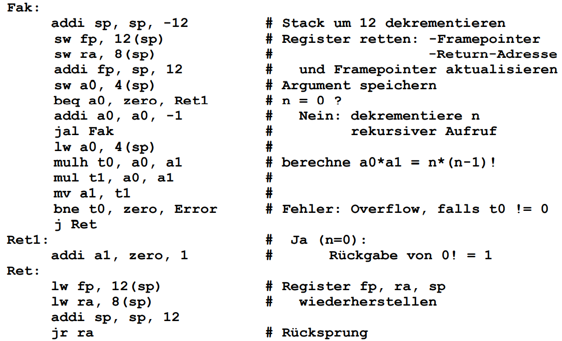 Beispielprogramm, n! ausrechnet